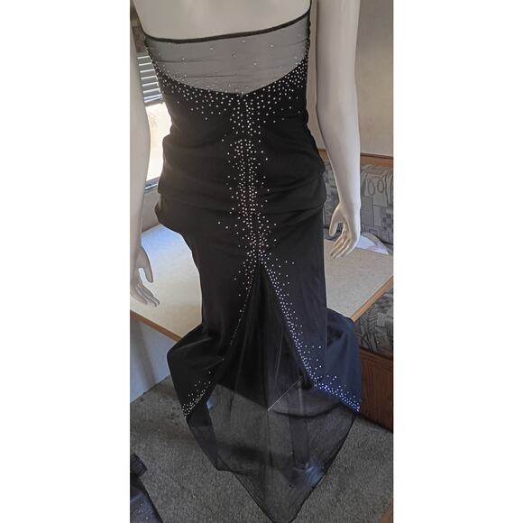 VINTAGE Zum Zum by Niki Livas Black Rhinestone Halter Gown Sz 2 Y2K Prom Formal - Picture 4 of 12